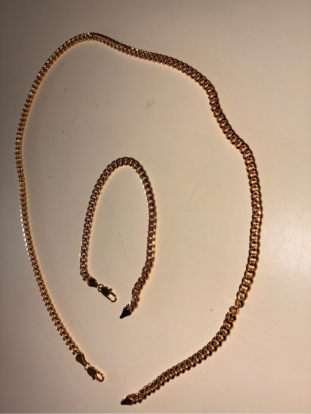 14K Gold Plated Miami Cuban Chain + Bracelet Set